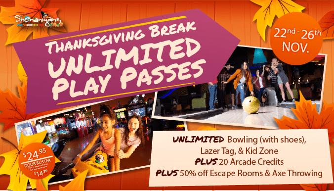 Unlimited Fun this Fall at Shenaniganz!